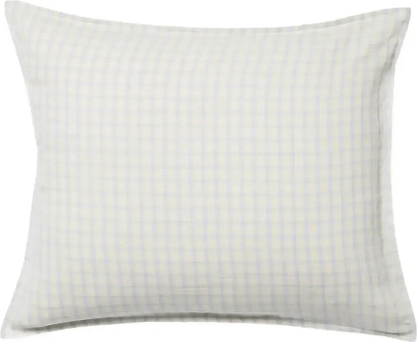 Muslin Pillowcase, 50X60 Cm, Gingham Sky Blue - Cream - 100X130.35X55