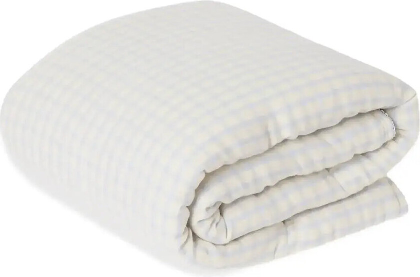 Muslin Duvet Cover Single, 140X200 Cm, Gingham Sky Blue - Cream - 48X48