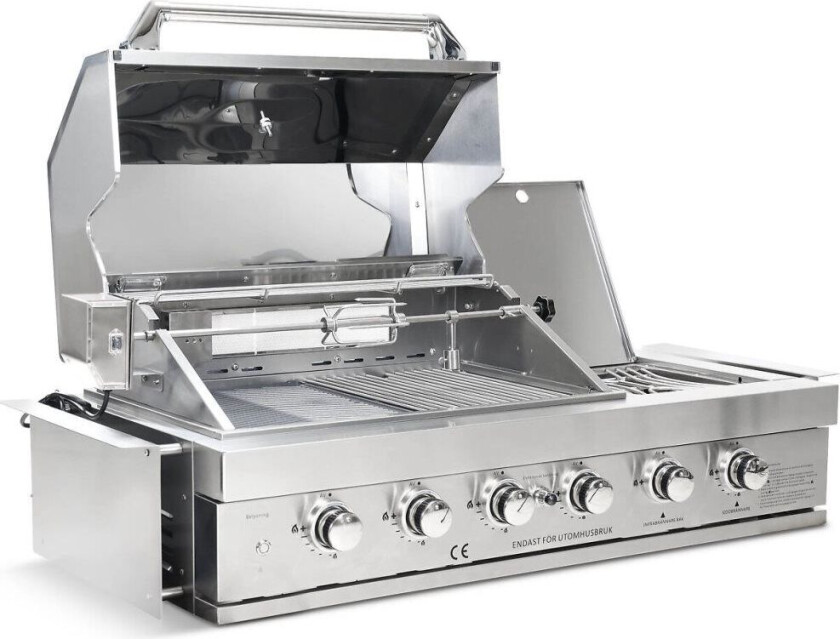 Gassgrill i rustfritt stål for installasjon