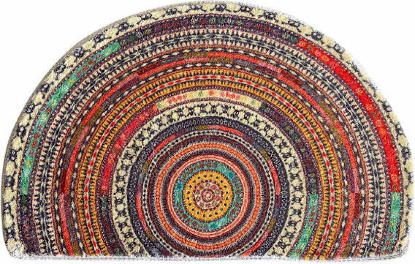 Halvsirkel Dørmatte, Halvsirkel Baderomsgulvteppe, Mandala Boho Bohemsk Sklisikker Velkomstmatte Absorberende Badematte, Mikrofiber Tuftet Innendørs