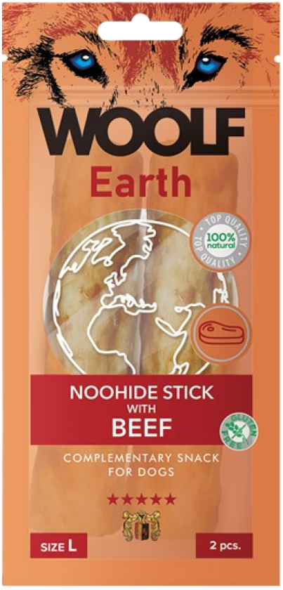 Earth Noohide Stick with Beef L 85g - Hund - Hundegodbiter & tyggebein - Belønningsgodbiter for hund - WOOLF