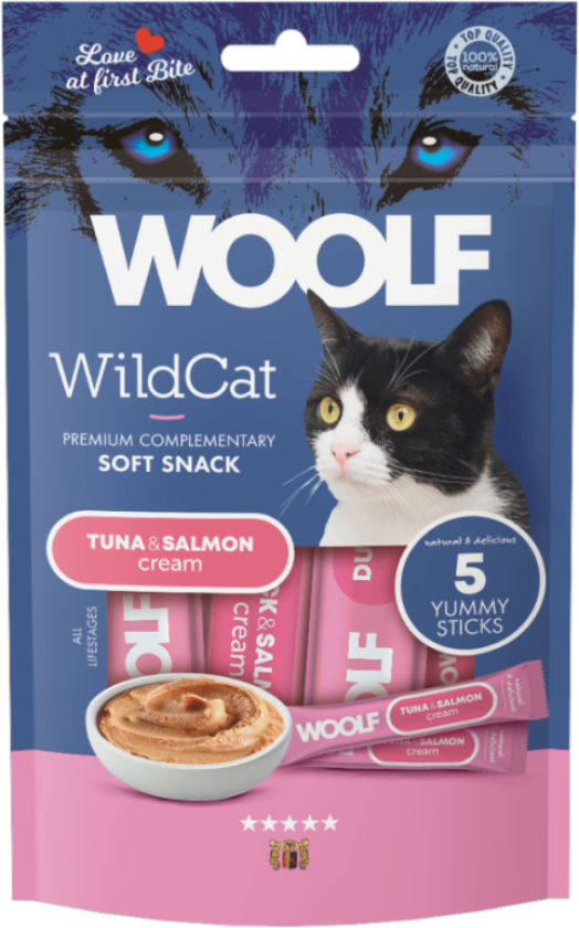 Wildcat Cream - Tuna & Salmon 5-pack - Katt - Kattegodteri & kattegress - Belønningsgodbiter katt - WOOLF