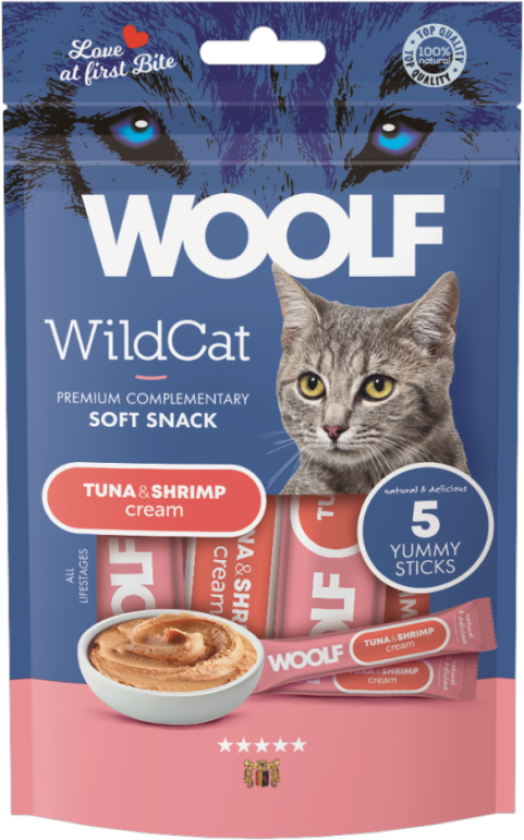 Wildcat Cream - Tuna & Shrimp 5-pack - Katt - Kattegodteri & kattegress - Belønningsgodbiter katt - WOOLF