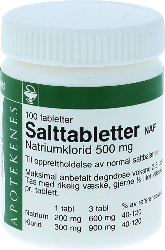 Salttabletter tab 500mg, 100 stk