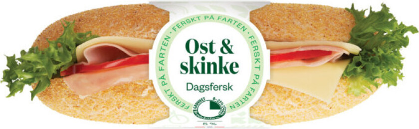 Baguette Fin Baguette med ost og skinke.