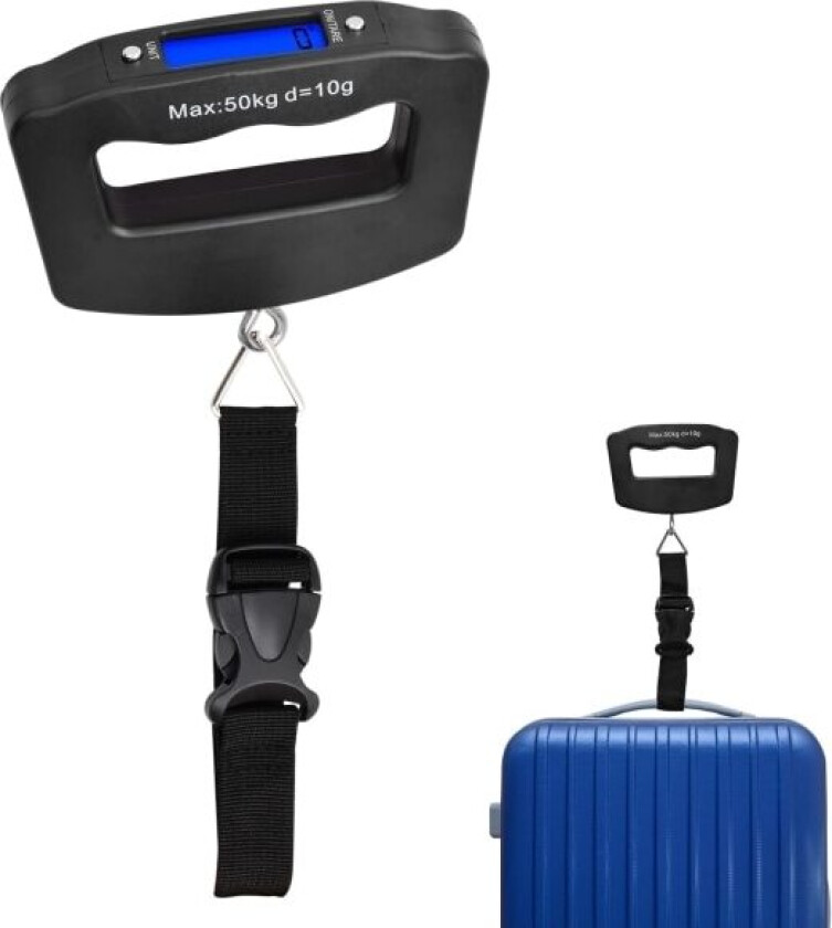 Digital bagasjevekt, 50 kg (g/oz/kg/lb), koffertvekt, digital bagasjevekt, bærbar vekt med krok, bagasjevekt