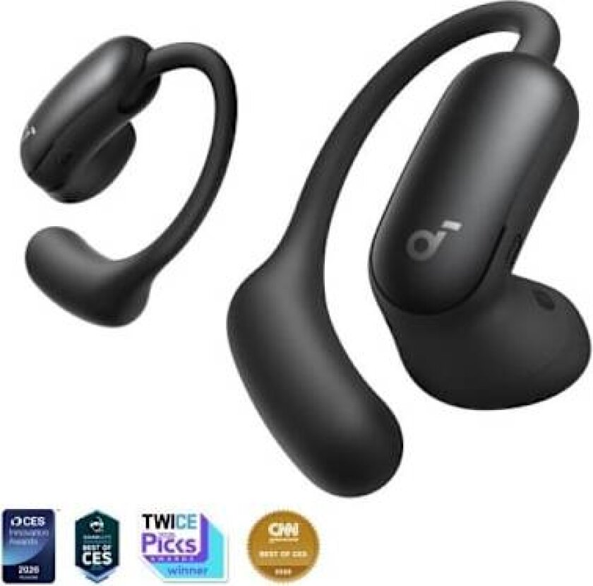 Anker Soundcore AeroFit 2 Pro True Wireless-hodetelefoner, matt svart, ANC, Bluetooth 6.1
