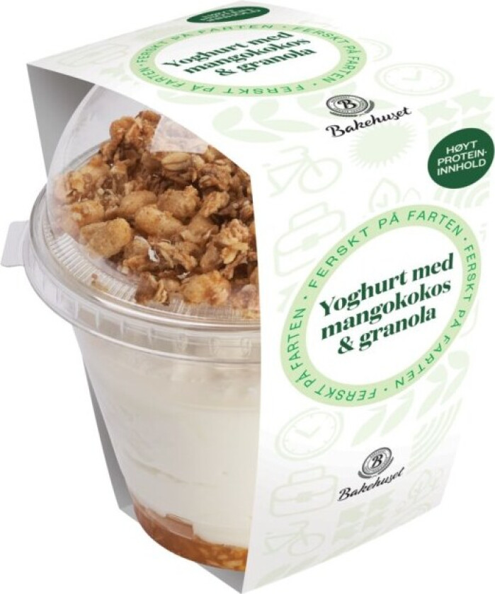 Yoghurt Gresk yoghurt med Mangokokossyltetøy og musli. Godt mellommåltid