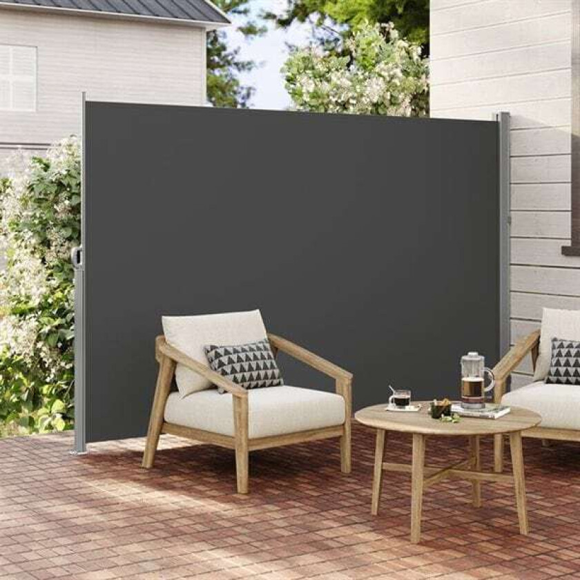 Uttrekkbar innsynsskjerm 1,8x4,5 m - Grå / sideskjerm / uttrekkbar markise