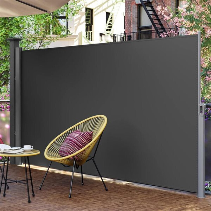 Uttrekkbar innsynsskjerm 2x4 m - Grå / sideskjerm / uttrekkbar markise