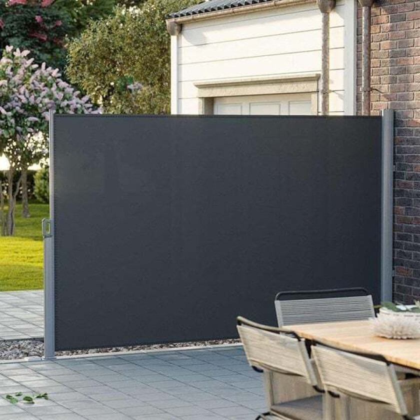 Uttrekkbar innsynsskjerm 1,8x4 m - Grå / sideskjerm / uttrekkbar markise