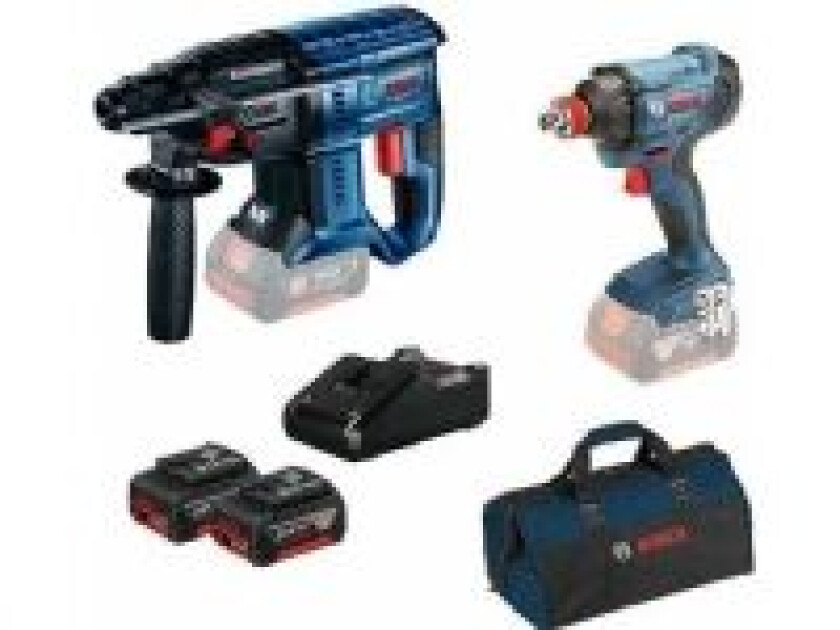 Verktøysett BOSCH SET 18V GBH180LI + GDX180LI + 2xGBA18V + GAL18V-40 + BAG
