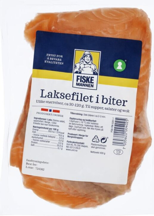 Laksefilet i Biter 400g