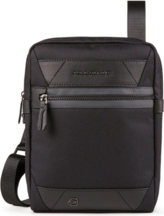 Trakai crossbody-veske i skinn & stoff, svart, 27 x 21 x 5 cm