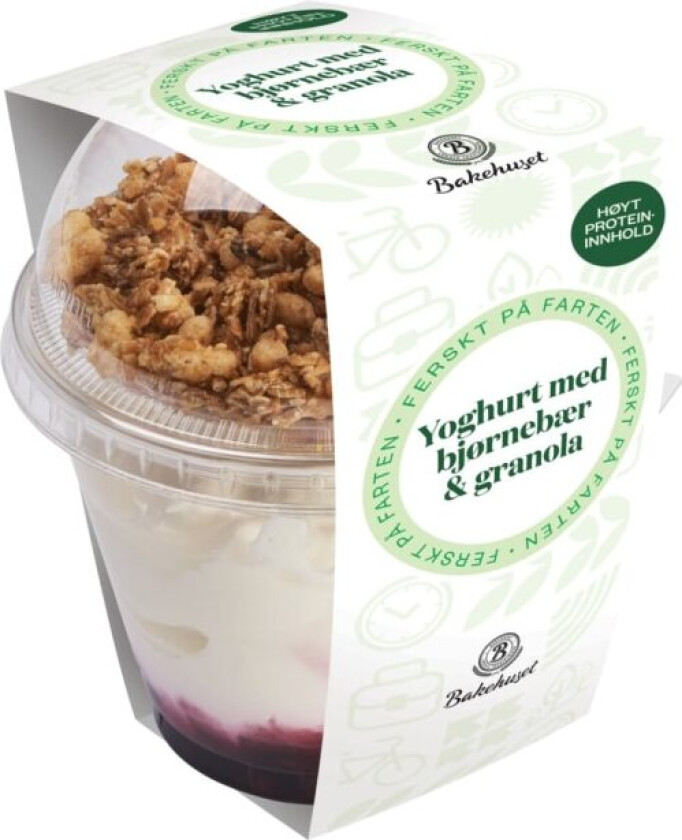 Yoghurt Gresk yoghurt med bjørnebærsyltetøy og musli. Godt mellommåltid