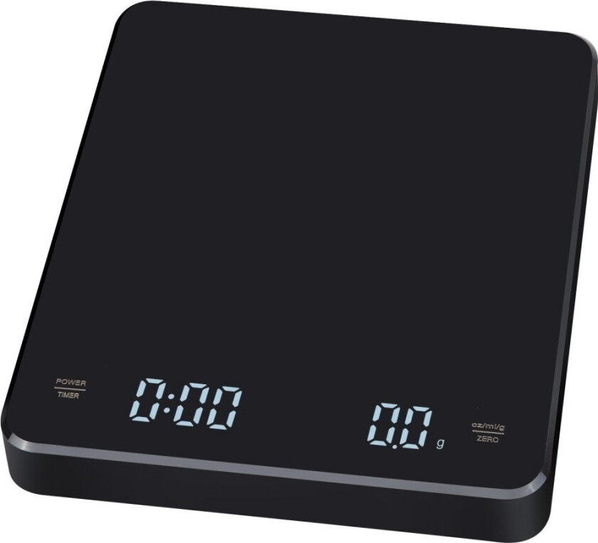 INF Oppladbar kaffevekt med tidsregulator 3 kg / 0,1 g Sort