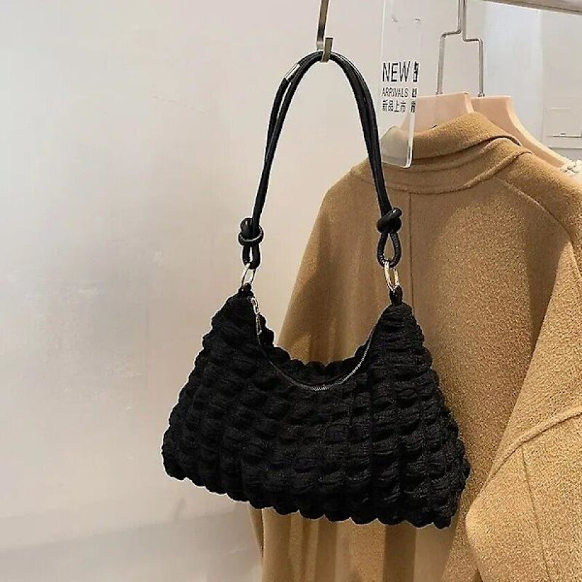 Håndveske Høy Kvalitet Lett Stor Tote Bag Armhuleveske Myk Cloud Bomullsgodis Dame Designer Håndveske Myk Skulderveske (Svart)