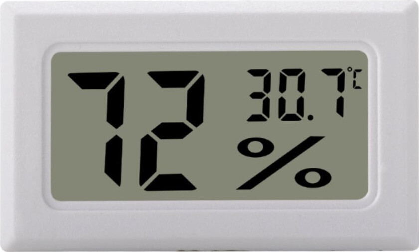 INF Mini LCD Hygrometer / Termometer Hvit   1-pack