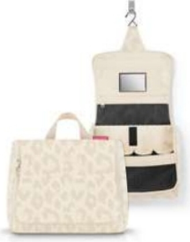 toiletbag XL, Toalettveske, Beige, Polyester, Mønster, Glidelås, 3 lommer