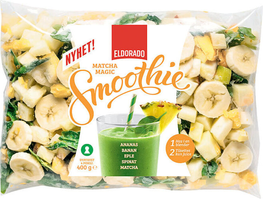 Smoothie Smoothieblanding med ananas, banan, eple, spinat og matcha pulver. Miks alt i en blender og tilsett ønsket væske og du får en næringsrik og smakfull smoothie.