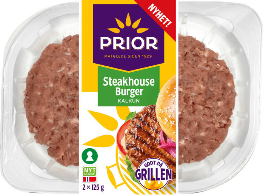 Kalkun Steakh Burger Saftig Steakhouse-burger av kalkun, krydret for ekstra god smak.