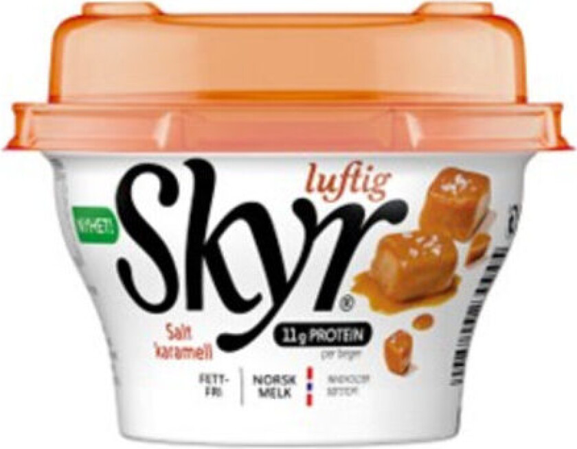 Skyr Luftig Luftig Skyr® Salt karamell er en smakfull og luftig mousseyoghurt som smelter på tungen. Produktet er naturlig proteinrik, fettfritt og laktoseredusert.