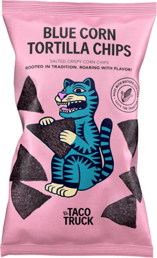 Corn Chips Glutenfrie, cripsy tortillachips laget av nixatamalisert, blå mais.
