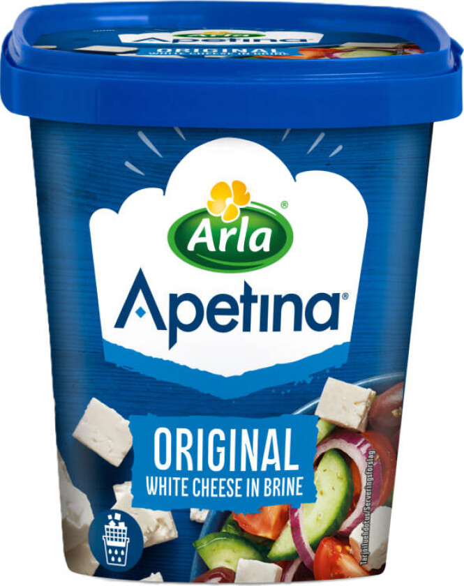 Original original I mer brukervennlig forpakning
Ferdig kuttet i terninger
Praktisk sil
Gjenlukkbar
Osten ligger i saltlake