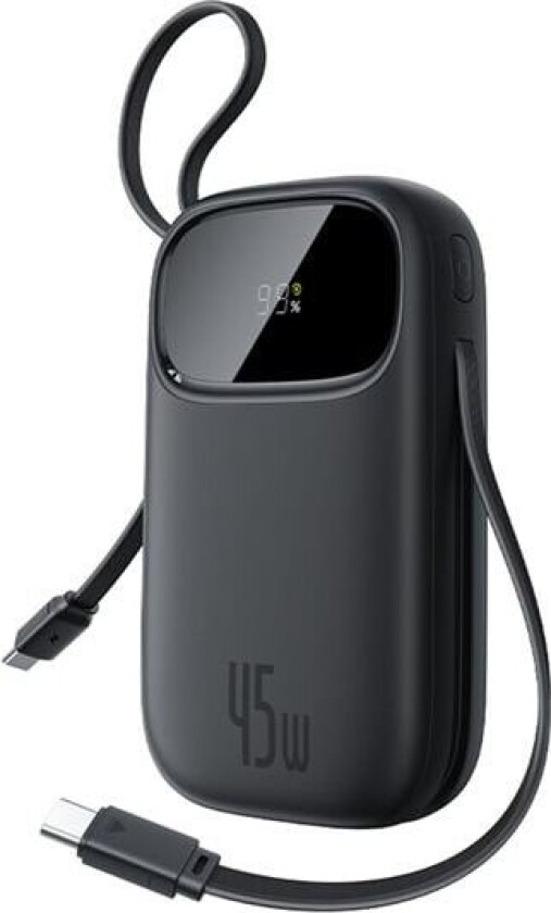 EnerFill FC31 20000mAh 45W Powerbank med innebygde USB-C-kabler - Svart