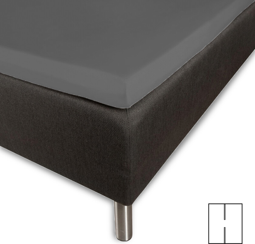 Konvoluttlaken med H-splitt 180x200 cm - 100% bomullssatin - Splittlengde 65 cm - Antrasittgrått laken til topmadrass - Borås Cotton Cloud satin laken