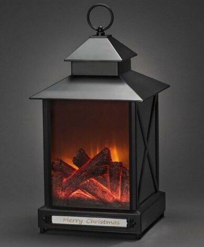 Stor lyslykt, peis 6 LED. Timer 8H 4.5V / IP44. Batteridrevet