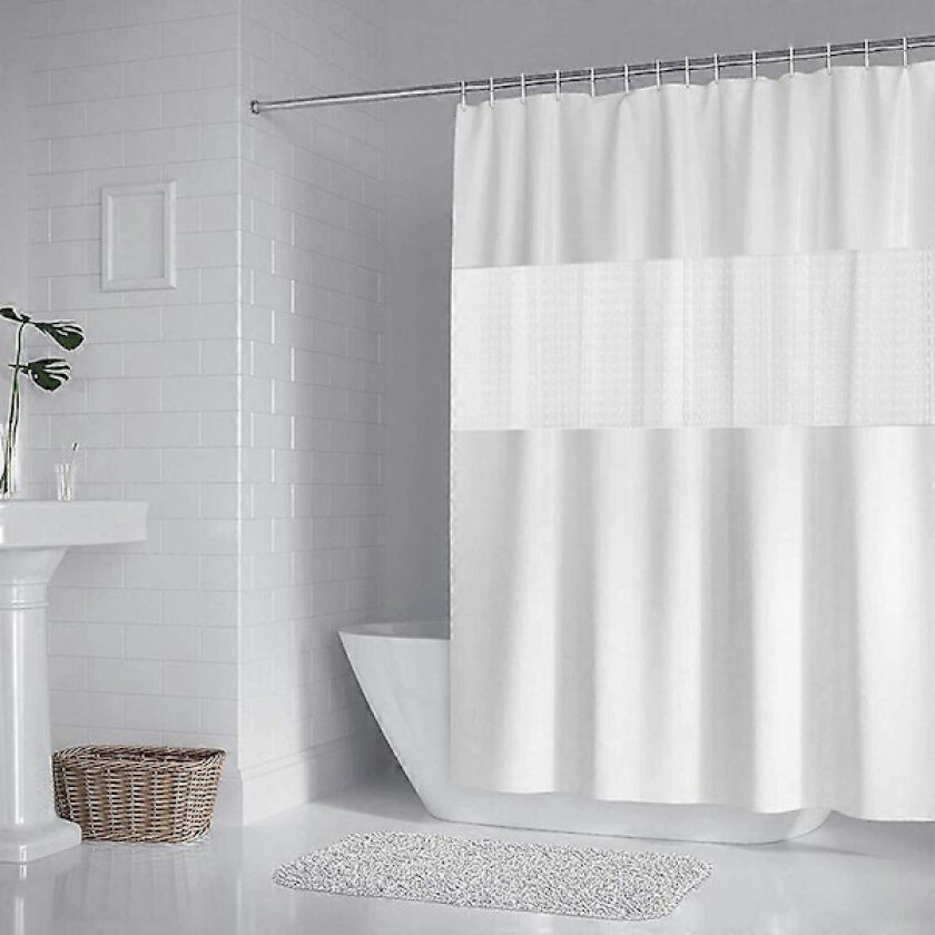 Bilde av Dusjforheng 200x180cm Halvtransparent Vanntett EVA Badeforheng for Bad - Hvit