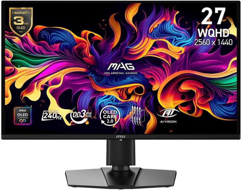 MAG 274QP Gaming Skjerm - 26.5" QD-OLED, 2560x1440, 240Hz - Svart