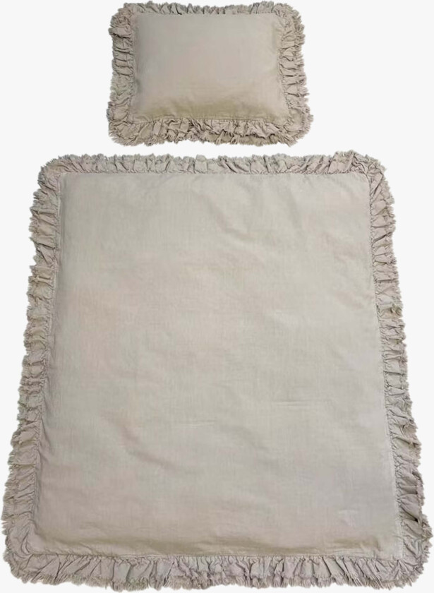 Sengesett Vintage Volang Sprinkelseng, Khaki - Sengesett - 100% Bomull