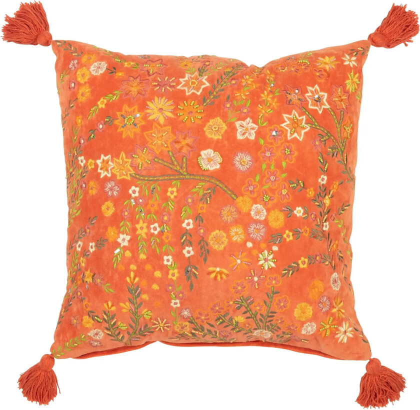 Cushion Squa Flow+Tas Velv Or - Orange - W50CM