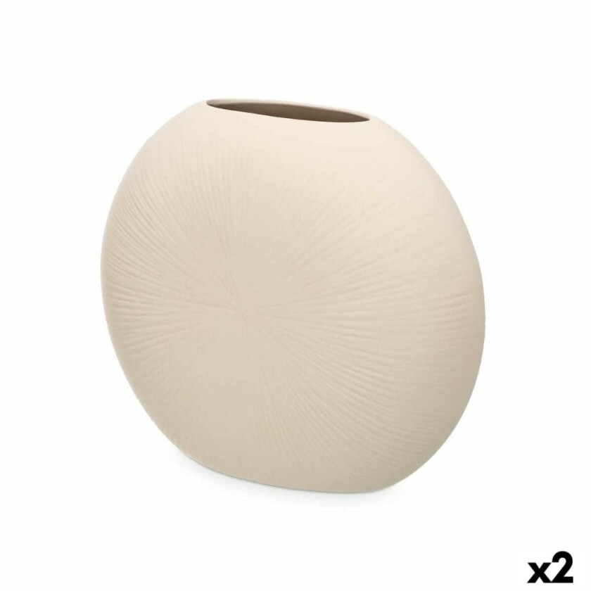 Vase Beige Keramikk 36 x 34 x 16 cm (2 kvanta) Rund