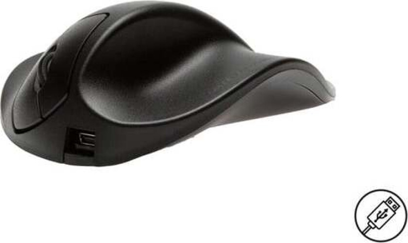BakkerElkhuizen HandShoeMouse Righthanded Extra Small - Mus - Optisk - 3 knapper - Svart