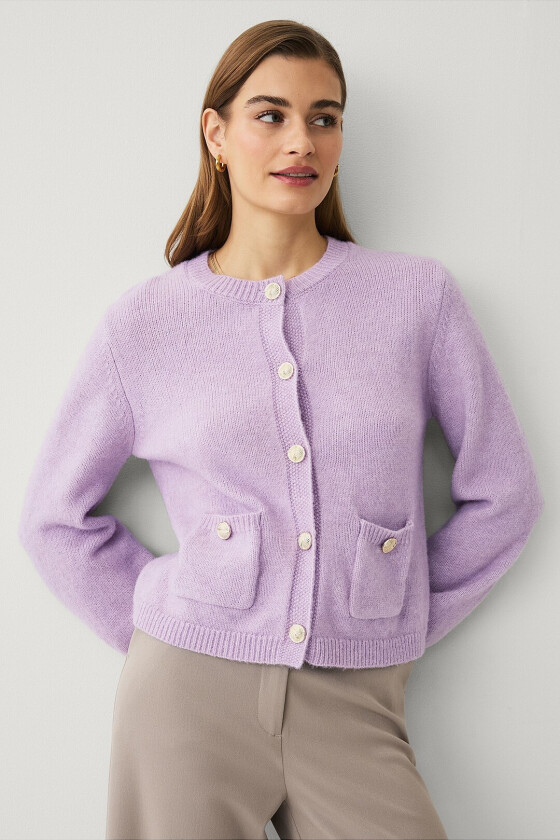 Cardigan med gullknapper - Lilla