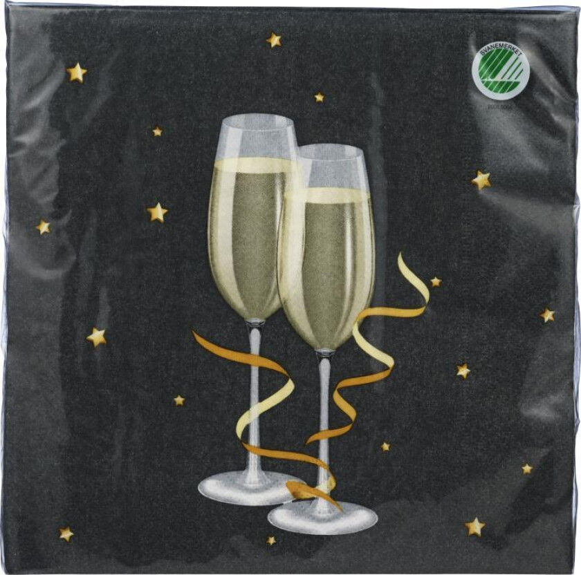 Serviett Middag Trelags middagsserviett med design, 40x40cm, 20 stk. FSC og Svanemerket.