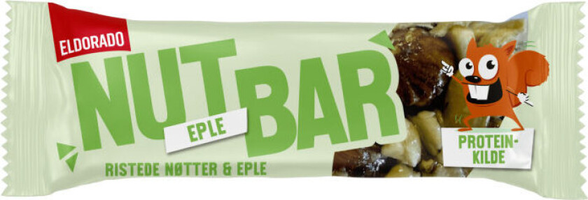 Nutbar Knasende nøttebar med god smak av ristede nøtter og eplebiter. En praktisk, sunn og digg snack!
