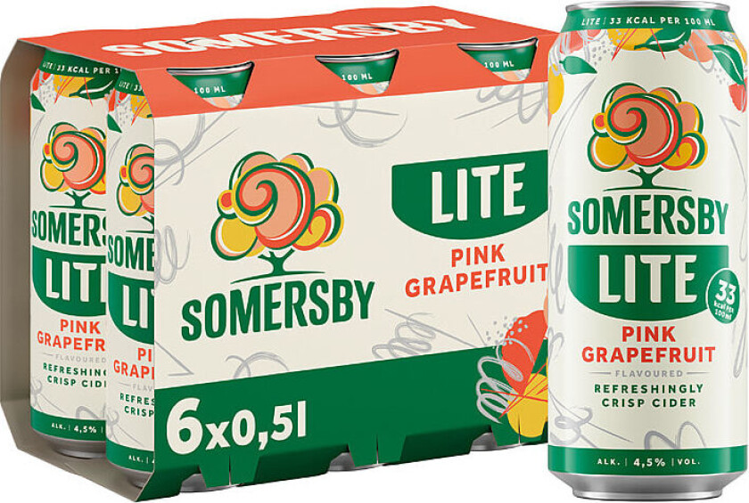Lite Somerby Lite cider med forfriskende smak av pink grapefruit