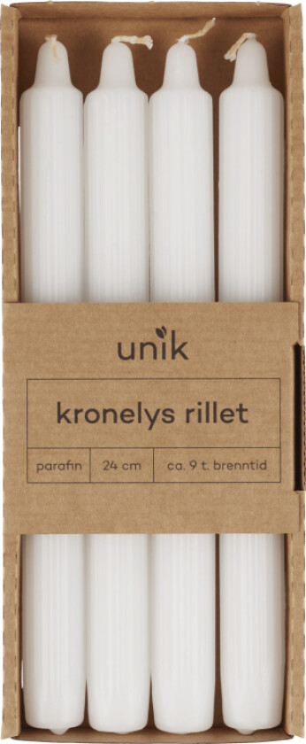 Kronelys Kronelys med riller, 24 cm, 4 stk. Brenntid: ca. 9 timer.