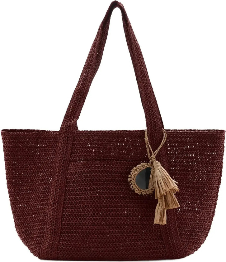 Natural Fibre Tote Bag - Burgundy - ONE SIZE
