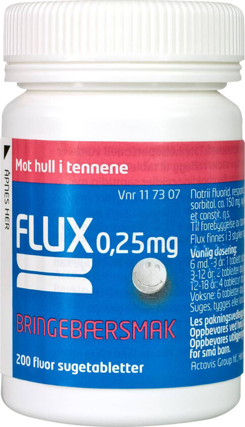 Fluortabletter 0,25mg bringebærsmak, 200 stk.