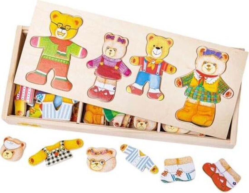 Wooden Dress-Up Puzzle Bear Family - 72 pieces. Tre
