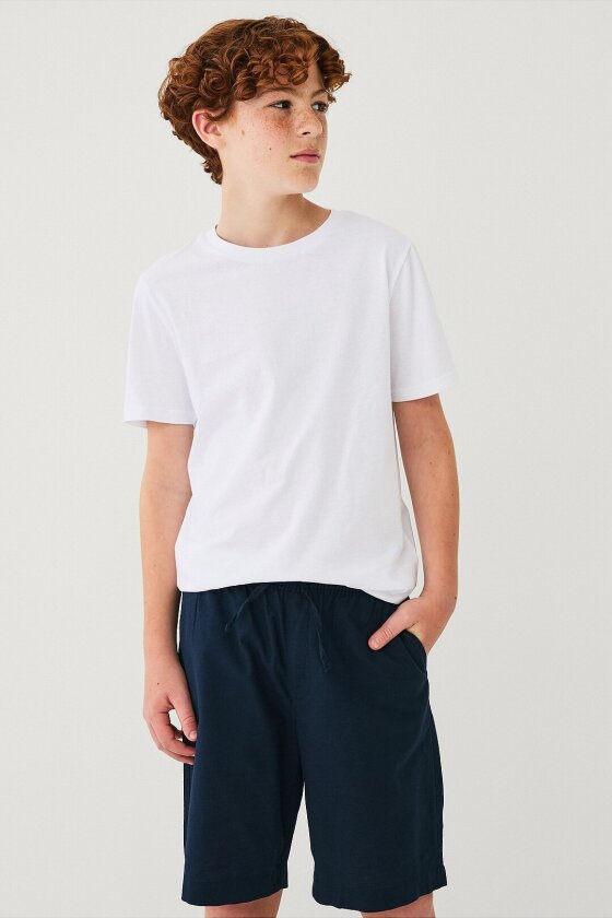 Shorts i lin - Blå