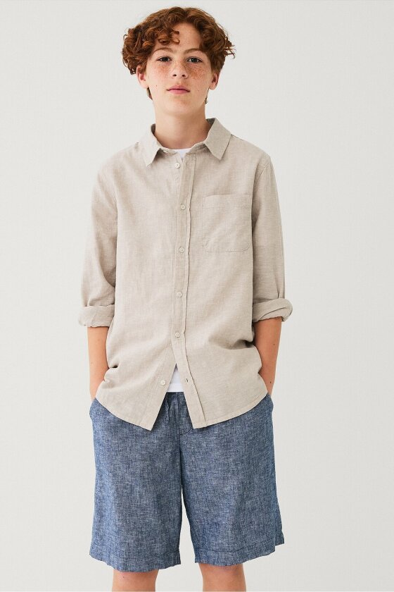Shorts i lin - Blå