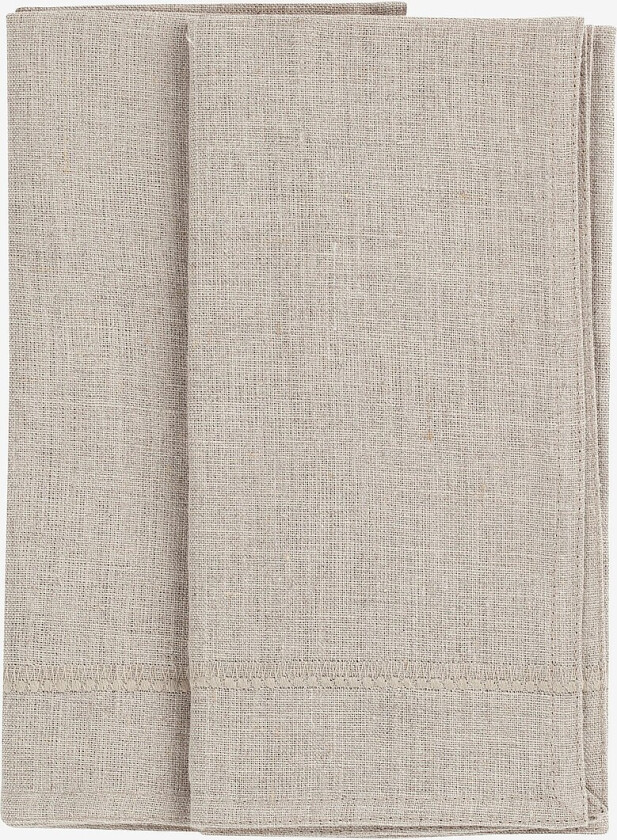Linservietter Broderi 2 stk - Beige