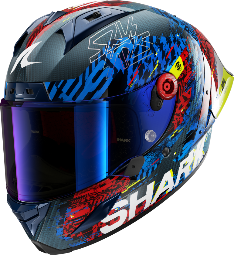 Helhjelm Shark Aeron-GP Fim Racing #2 Speed-Vib Blå/RødXL