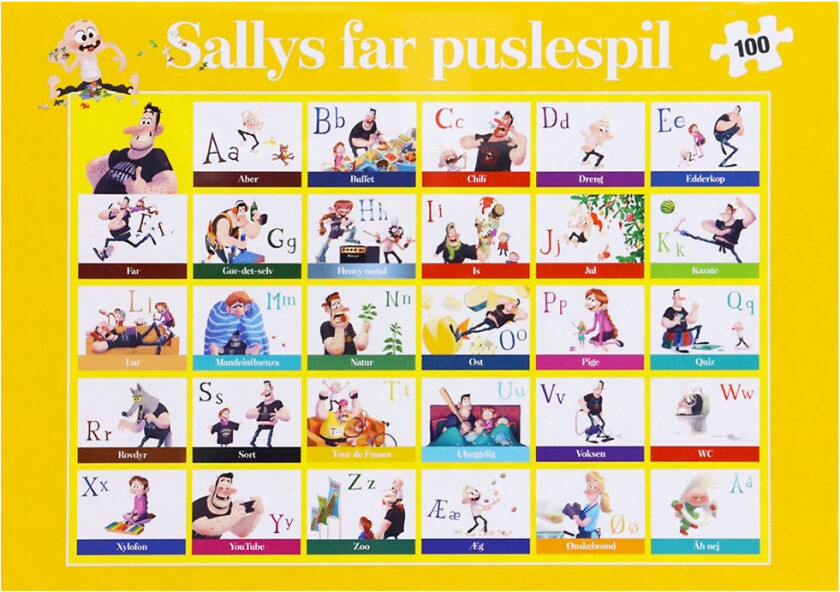 Puslespill - 100 Brikker - Sallys far: ABC - - OneSize - Puslespill